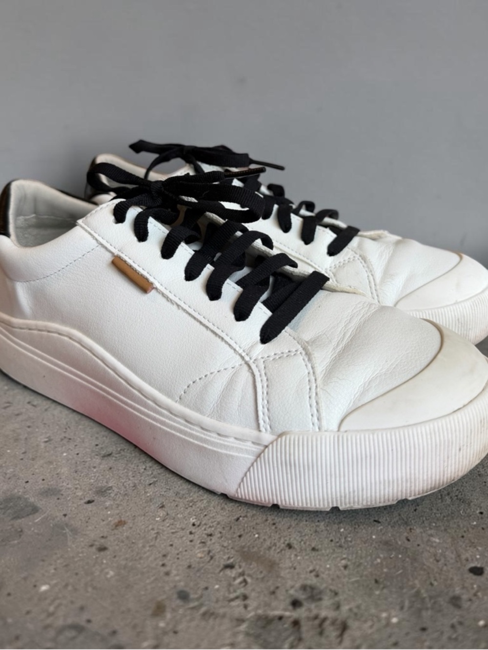 Dr. Scholls White Leather Platform Sneakers